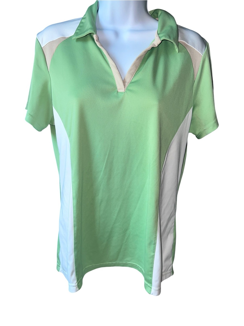 IZOD Golf Classix Cool FX Polo Shirt Green White Performance Women’s large